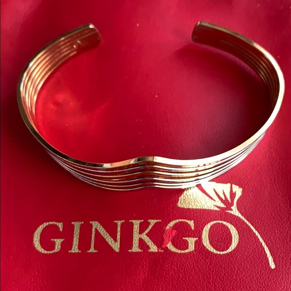 Ginkgo Jewelry - Stainless Open Bangle in two tone(gold & Silver)